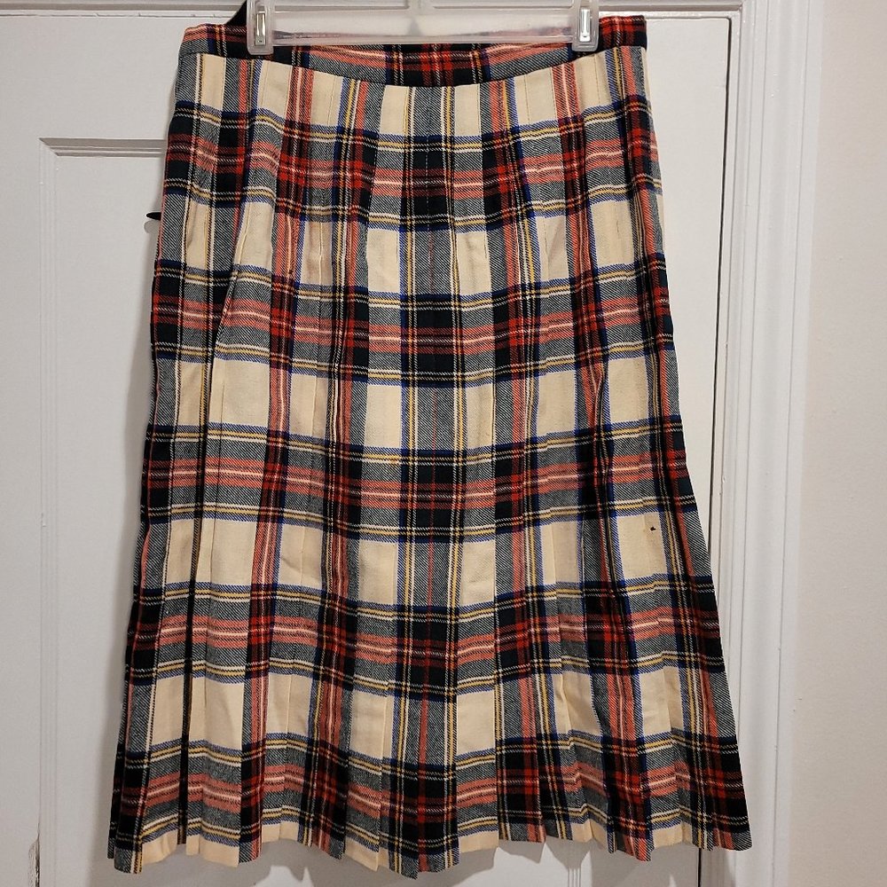 Glenisla Pleated Wool Wrap Skirt - Vintage
